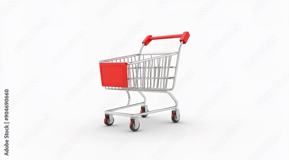 3D rendering of a simple shopping cart isolated on a white background 3D rendering of a simple shopping cart isolated on a white background