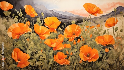  The Emotional and Symbolic Impact of California Poppies in Ink and Watercolor