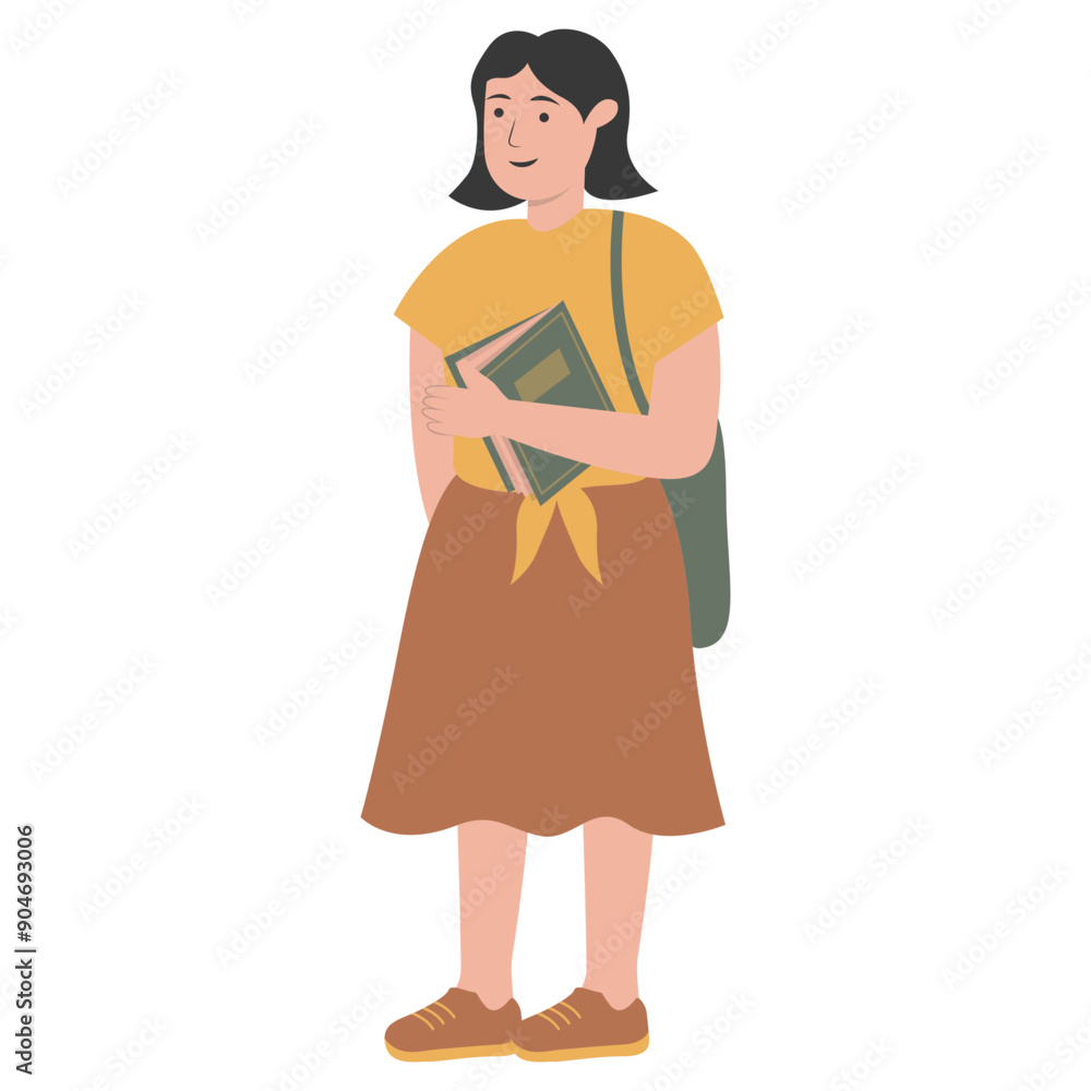 University Student Character. Flat Graphic Vector Illustration.