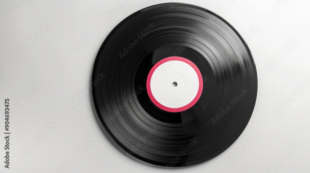 Vinyl record with an old-school label, isolated on a clean white background, perfect for marketing materials with space for copy text or logos Vinyl record with an old-school label, isolated on a clean white background, perfect for marketing materials with space for copy text or logos