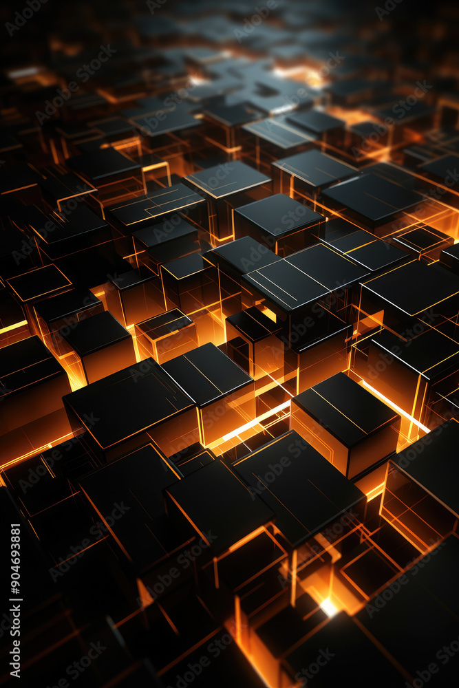 Futuristic Glowing Network of Cubes Background Futuristic Glowing Network of Cubes Background