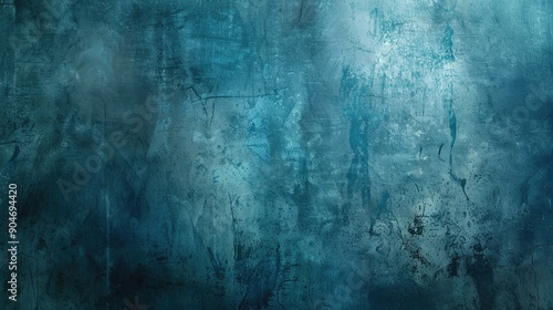 A soothing abstract background with metal texture, featuring empty spaces in cool blue and green tones.