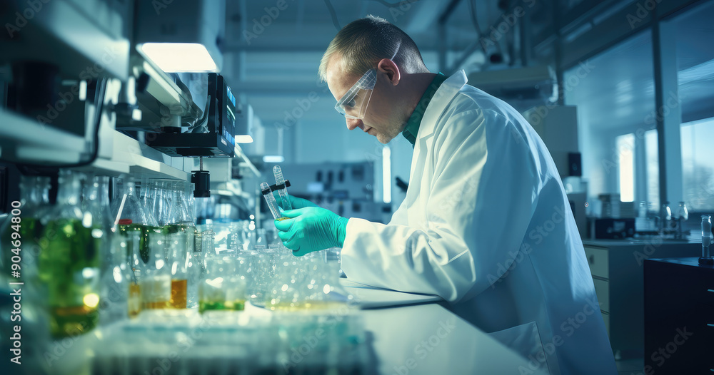 Dedicated Scientist Analyzing Samples in Modern Lab Dedicated Scientist Analyzing Samples in Modern Lab