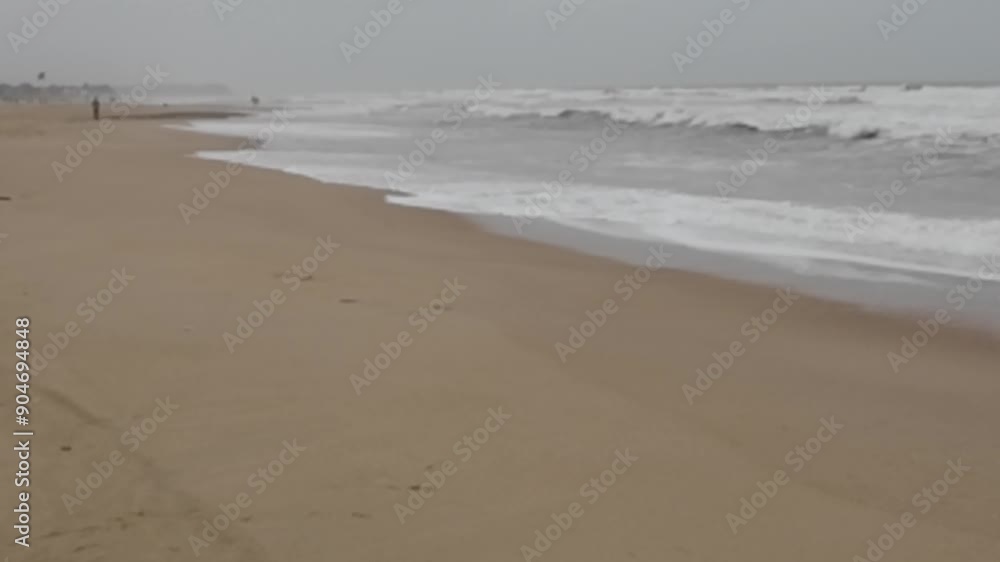 Ocean Waves At An Empty Beach With Dark Thunder Stormy Sky Slow Motion Seascape Ocean Waves At An Empty Beach With Dark Thunder Stormy Sky Slow Motion Seascape