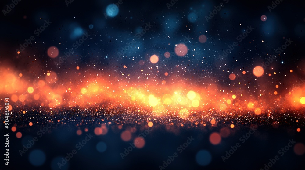 Fototapeta premium Mystic Blur: Dark Blue and Orange Gradient Abstract Background