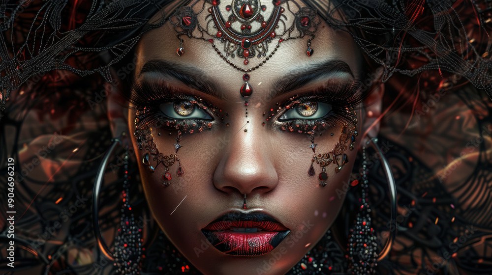 Stunning high-definition image of a divine woman with symmetrical beauty, adorned with luxurious Stunning high-definition image of a divine woman with symmetrical beauty, adorned with luxurious