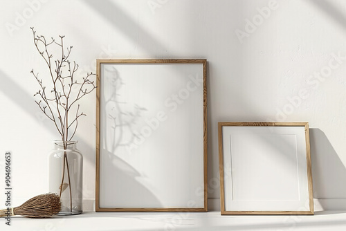 a two frames on a shelf
