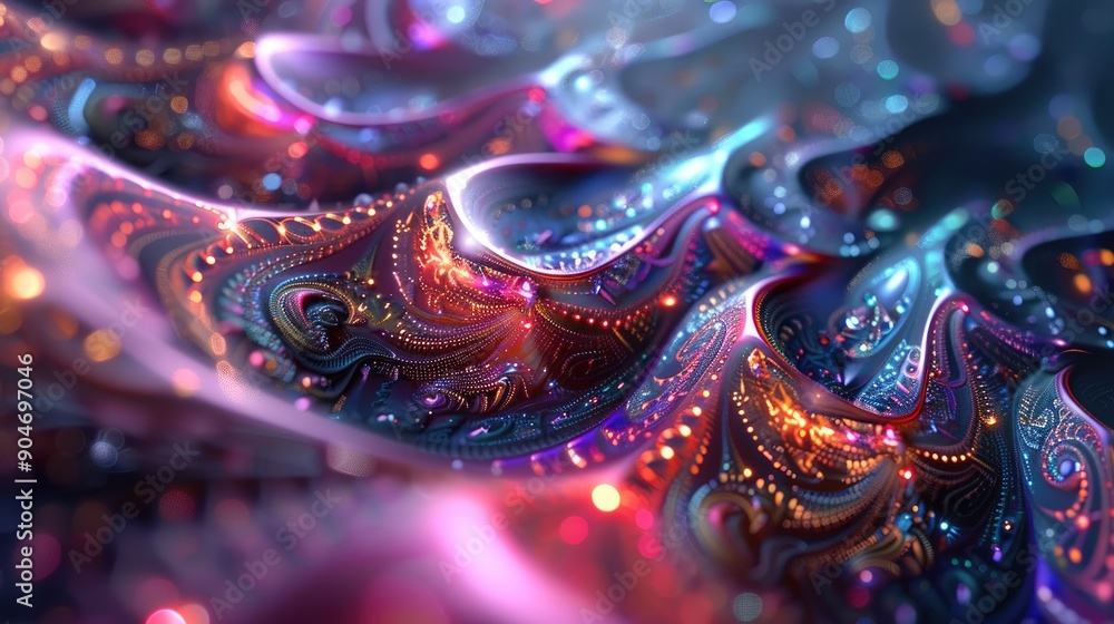 Colorful 3D fractal patterns with intricate details and light effects, forming a stunning abstract image. Colorful 3D fractal patterns with intricate details and light effects, forming a stunning abstract image.