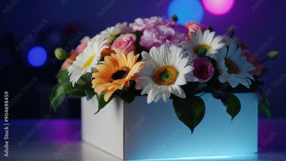 Obraz premium the flowers are in the small wooden pot on the table,