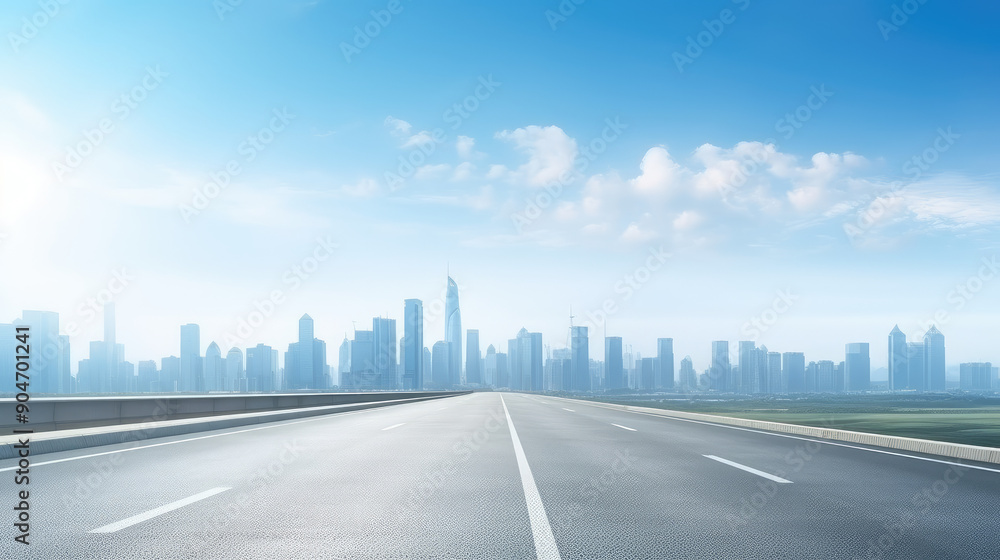Road to the Future: Urban Skyline Journey Road to the Future: Urban Skyline Journey