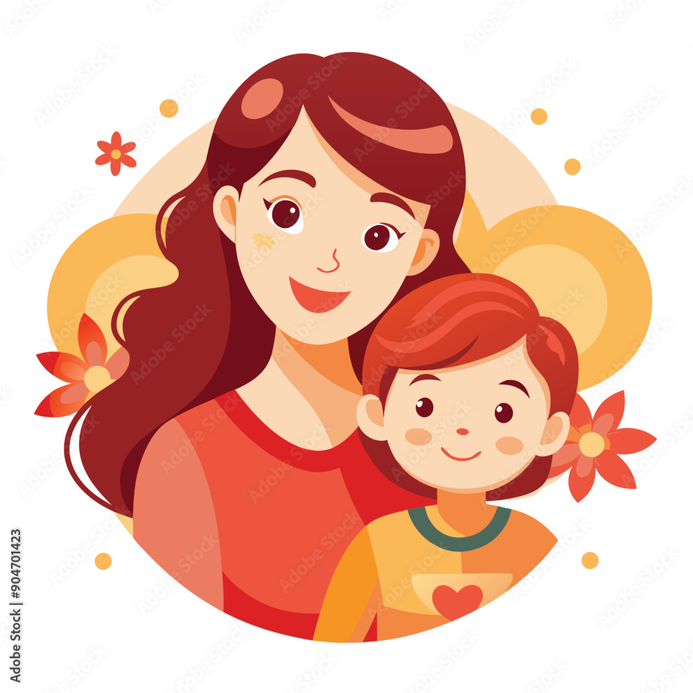 Celebrate Mother's Day with this heartwarming mother and child vector illustration. Celebrate Mother's Day with this heartwarming mother and child vector illustration.