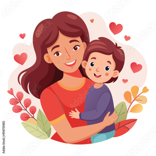 Celebrate Mother's Day with this heartwarming mother and child vector illustration.