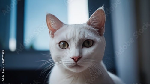  the cat has yellow eyes as she lays in a cat bed,