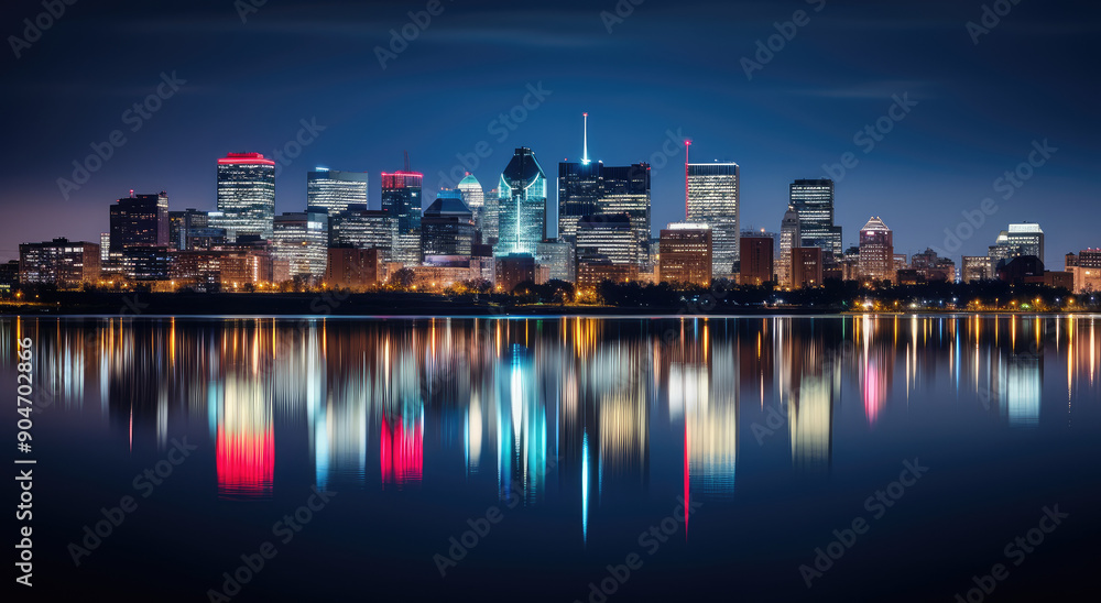 Fototapeta premium Tranquil City Reflections at Twilight
