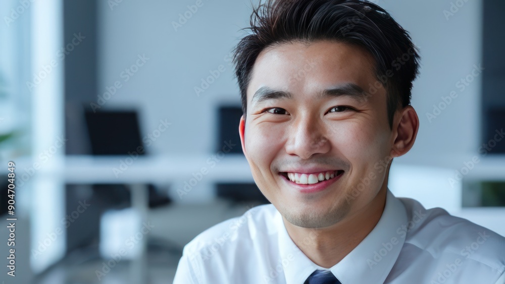 Obraz premium man with blood running through facial area smiling,