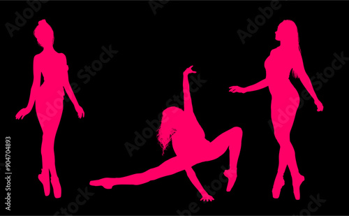 baile, danza, silueta, bailarina, danza ritmica, silueta, deporte, ballet, vector, ballet, movimiento
