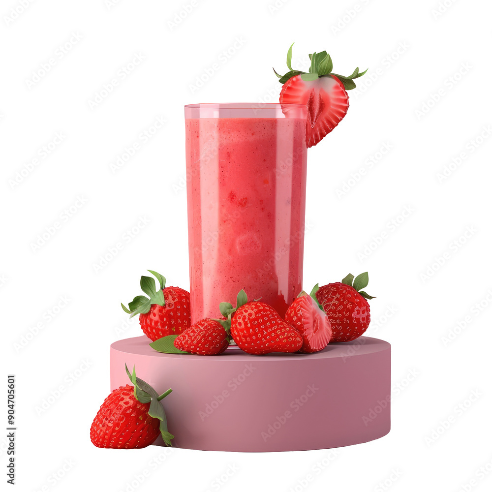 Strawberry Smoothie and Fresh Strawberries and Smoothies on transparent background Strawberry Smoothie and Fresh Strawberries and Smoothies on transparent background