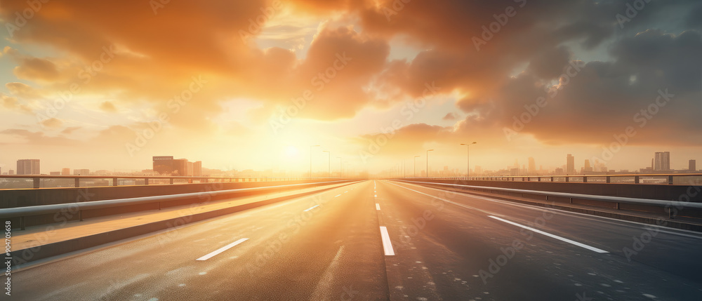 Obraz premium Sunset Journey on the Urban Expressway