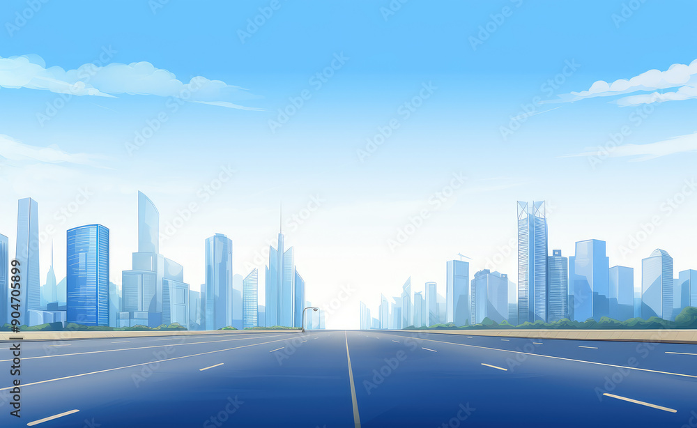 Tranquil Cityscape Highway Morning View Tranquil Cityscape Highway Morning View