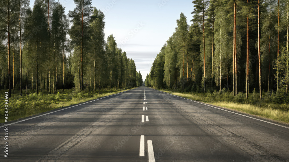 Obraz premium Journey Through Nature's Serenity Highway