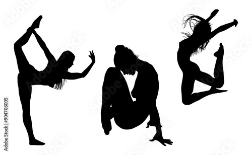 baile, danza, silueta, bailarina, danza ritmica, silueta, deporte, ballet, vector, ballet, movimiento
