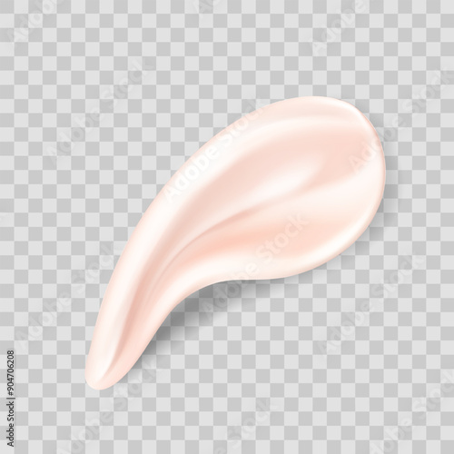 Realistic Cream Swatch Cosmetic texture. 3d vector on a isolated background. Soft Skin creamy stroke swatch, fluid facial milk drop, brush splash element.