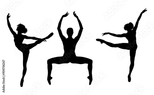 baile, danza, silueta, bailarina, danza ritmica, silueta, deporte, ballet, vector, ballet, movimiento
