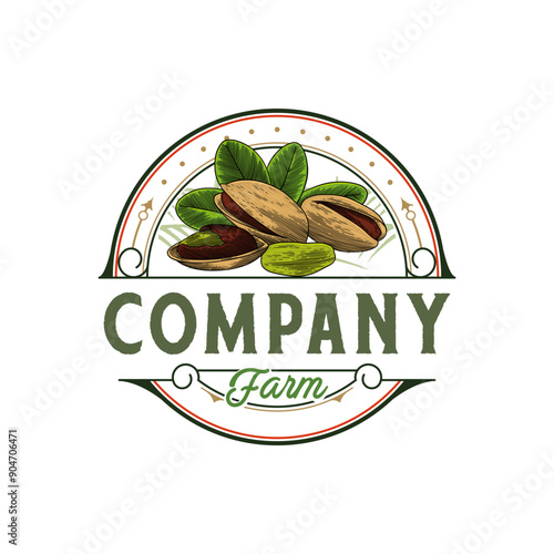 Pistachio illustration logo in vintage style
