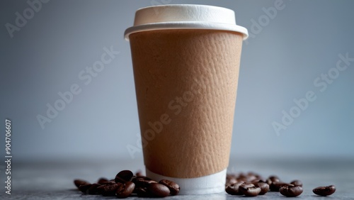  a glass coffee cup on a table and some chocolate nups,