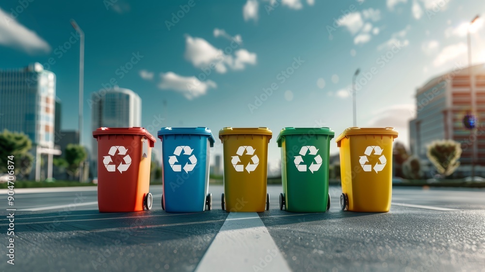 custom made wallpaper toronto digitalColorful Recycling Bins in Urban Area