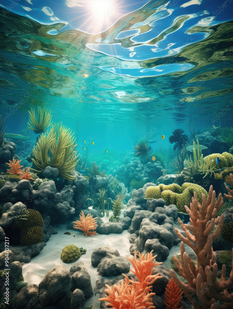 Fototapeta premium Serene Underwater Oasis: Coral Reef Ecosystem