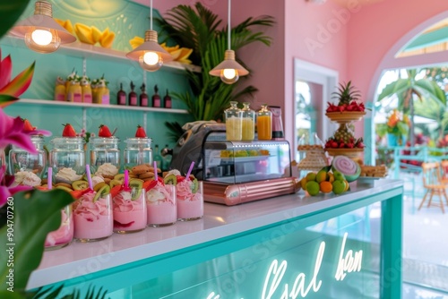 Wallpaper Mural This refreshing smoothie and dessert bar offers a vibrant tropical theme and a welcoming smile to every guest. Torontodigital.ca