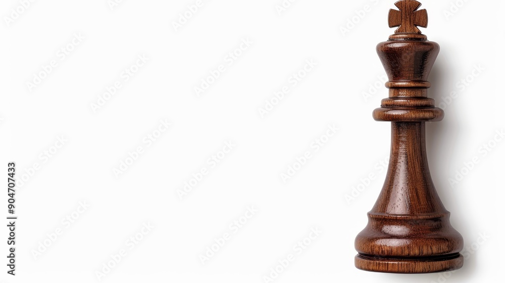 Polished wooden king chess piece, beautifully carved, isolated with shadow on a white background, ample text space Polished wooden king chess piece, beautifully carved, isolated with shadow on a white background, ample text space