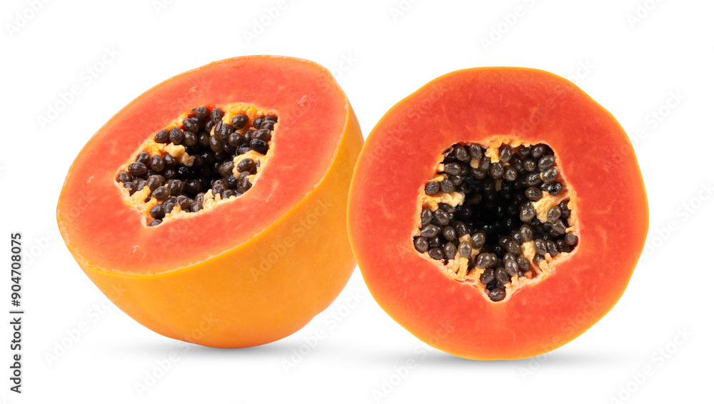half ripe papaya fruit with seeds on transparent png half ripe papaya fruit with seeds on transparent png