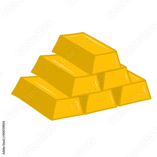 Stack gold bars isolated on white