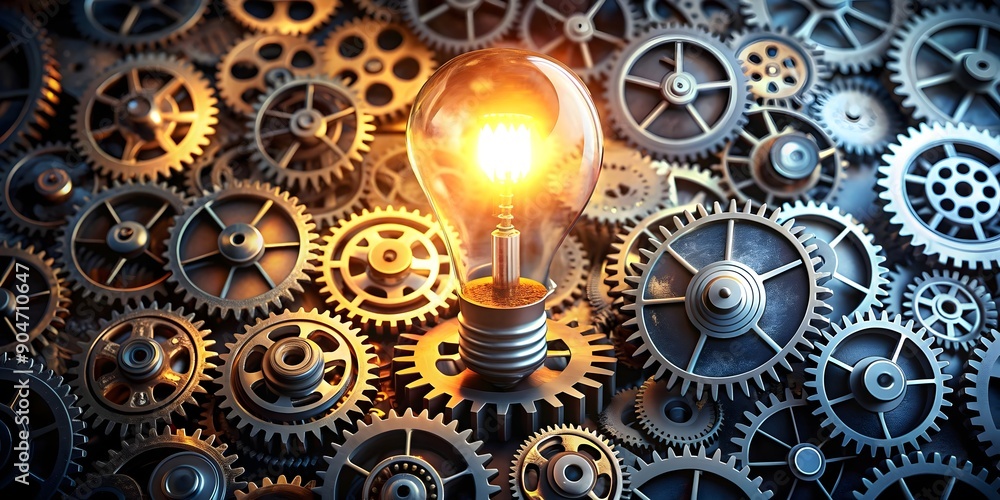 Lightbulb and Gears. Lightbulb and Gears.