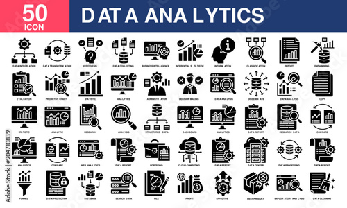 Data analytics icon collection set.