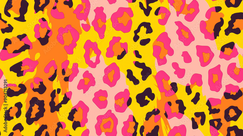leopard print in golden yellow and pink and black luxury colored seamless patchwork pattern in pop fashion style leopard print in golden yellow and pink and black luxury colored seamless patchwork pattern in pop fashion style