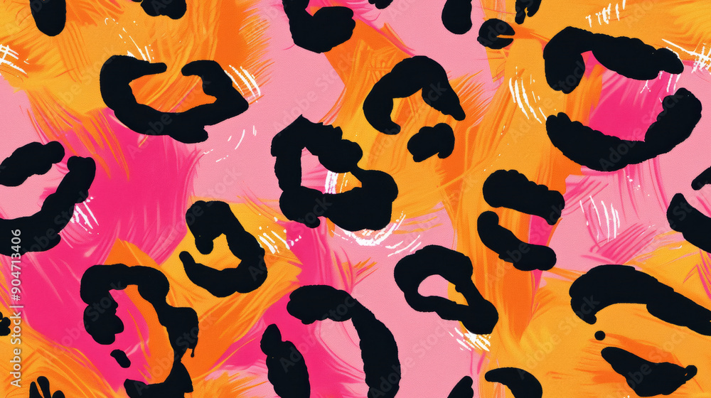leopard print in golden yellow and pink and black luxury colored seamless patchwork pattern in pop fashion style leopard print in golden yellow and pink and black luxury colored seamless patchwork pattern in pop fashion style