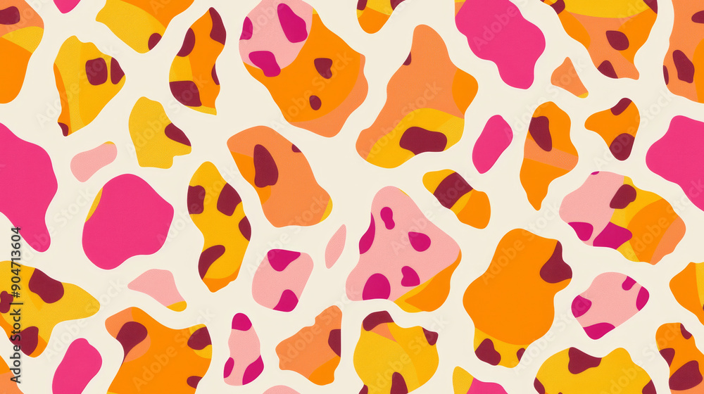 leopard print in golden yellow and pink orange and black and white luxury colored seamless patchwork pattern in pop fashion style leopard print in golden yellow and pink orange and black and white luxury colored seamless patchwork pattern in pop fashion style