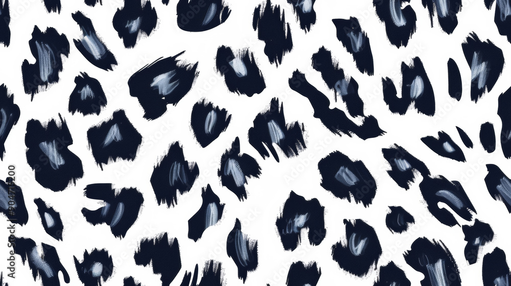 custom made wallpaper toronto digitalleopard print in white and silver and black colored seamless patchwork pattern in minimalism futuristic luxury style