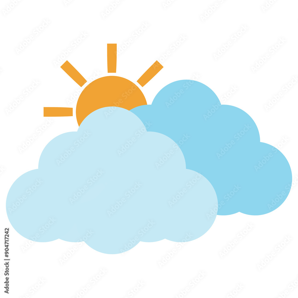 Cloudy Day Weather Forecast Illustration, Isolated on White Cloudy Day Weather Forecast Illustration, Isolated on White