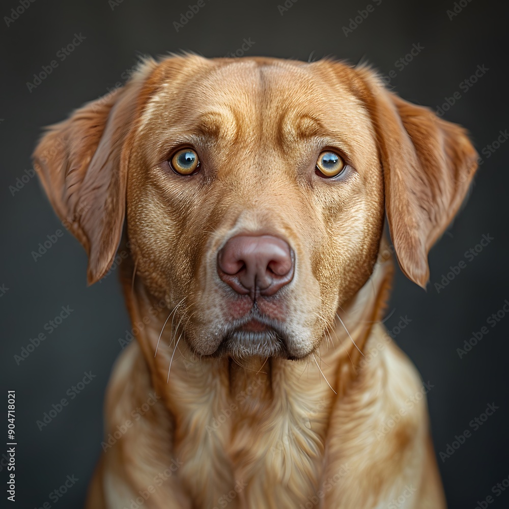 Close-up portrait of a golden Labrador dog with soulful eyes. Close-up portrait of a golden Labrador dog with soulful eyes.