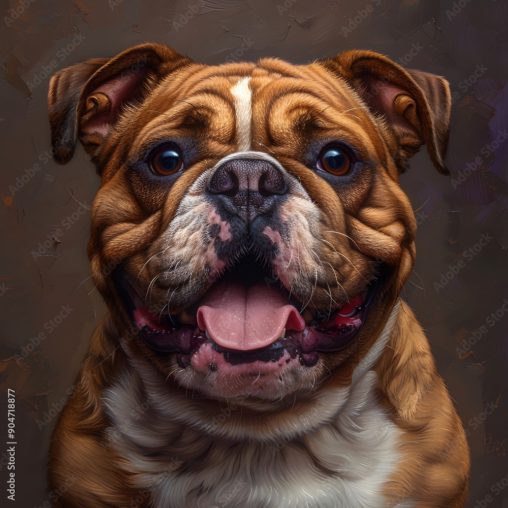 A joyful English Bulldog with a broad smile and soulful eyes. A joyful English Bulldog with a broad smile and soulful eyes.