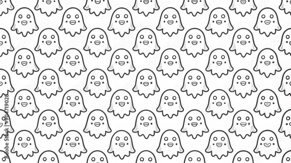 Ghost seamless pattern on white background for Halloween wallpaper, gift wrapping, fashion print, wallpaper, gift wrapping paper. Ghost seamless pattern on white background for Halloween wallpaper, gift wrapping, fashion print, wallpaper, gift wrapping paper.