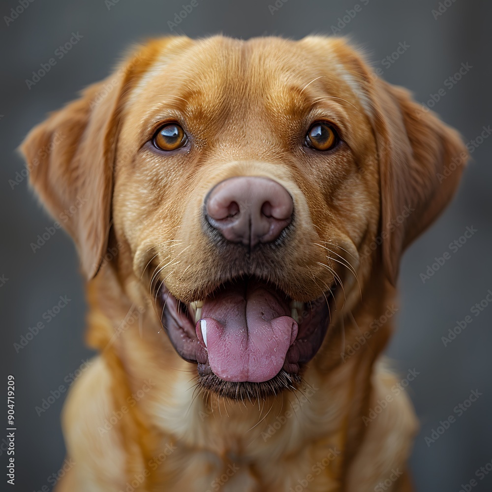 Cheerful golden Labrador retriever with a joyful expression. Cheerful golden Labrador retriever with a joyful expression.