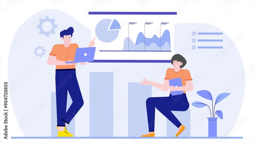 teamwork with stick market growth graphic concept illustration business animated video teamwork with stick market growth graphic concept illustration business animated video