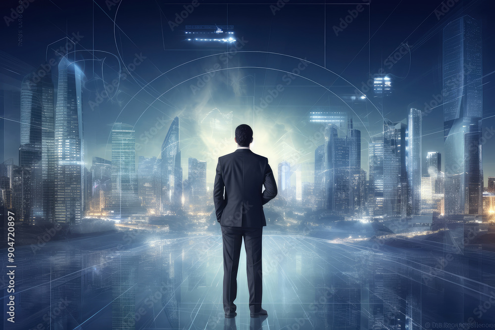 Business Leader Envisioning the Future Cityscape Business Leader Envisioning the Future Cityscape