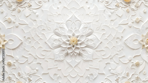 3d elegant luxury home ceiling wall wedding mandala background,generative ai