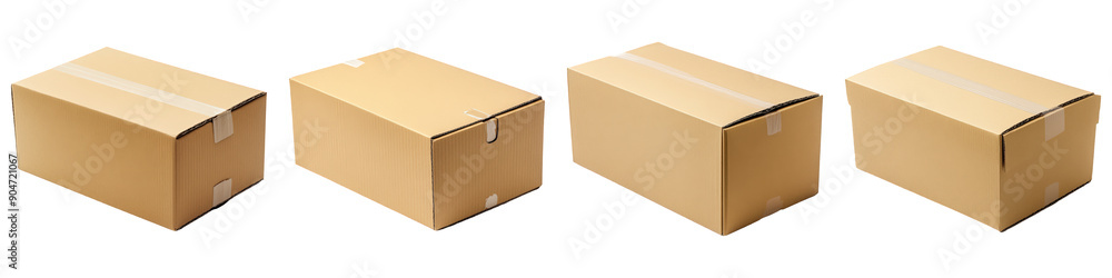 Collection of Rectangular Cardboard Box With Tuck Top On Transparent Png Background For Custom Product Packaging Mockup . Generative ai Collection of Rectangular Cardboard Box With Tuck Top On Transparent Png Background For Custom Product Packaging Mockup . Generative ai
